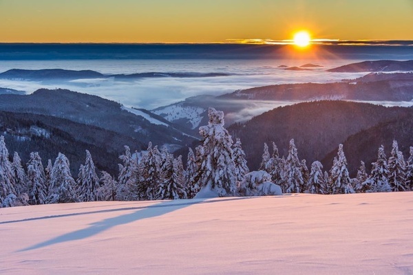 Ausblick gen Süden vom winterlichen Feldberg (Foto: Sebastian Schröder-Esch)